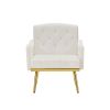 cream white velvet armchair with metal legs