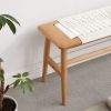 Design Natural Oak Wood Dining Bench Bed Bench for Dining Room, Bedroom, Bathroom (White)