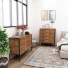 Industrial Style 6 Drawer Double Dresser,Rustic Brown Wood Storage Dresser Clothes Organizer with Sturdy Steel Frame, Chest with 6 Drawer