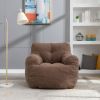 010-Soft Teddy Fabric Tufted Foam Bean Bag Chair With Teddy Fabric Coffee
