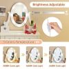FCH Kids Vanity Set with Mirror and Lights and Stool, 5 Storage Drawers
