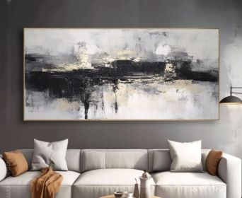 Original Grey & Black Abstract Oli Painting On Canvas Modern Artwork Grey White Fine Wall Art For Living Room Or Office Living Room Art (Style: 01, size: 40x80cm)