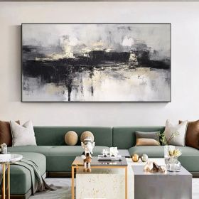 Original Grey & Black Abstract Oli Painting On Canvas Modern Artwork Grey White Fine Wall Art For Living Room Or Office Living Room Art (Style: 01, size: 70x140cm)