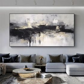 Original Grey & Black Abstract Oli Painting On Canvas Modern Artwork Grey White Fine Wall Art For Living Room Or Office Living Room Art (Style: 01, size: 80x160cm)