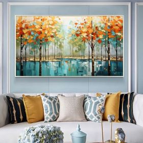 Abstract Forest Oil Painting on Canvas Large Wall Art Original Tree Landscape Art Custom Painting Modern Living Room Decor Handmade Gift (Style: 01, size: 120x240cm)