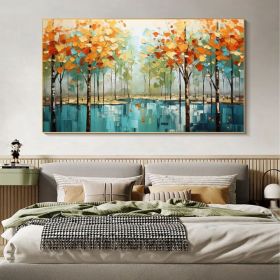 Abstract Forest Oil Painting on Canvas Large Wall Art Original Tree Landscape Art Custom Painting Modern Living Room Decor Handmade Gift (Style: 01, size: 40x80cm)