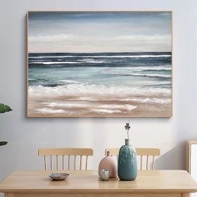 Large Original Blue Ocean Seascape Oil Painting Beach Canvas Painting Sea Abstract Painting Contemporary Seascape Wall Art for Living room (Style: 01, size: 100x150cm)