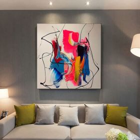 Graffiti wall art colorful painting on canvas pink wall art modern hand painted art blue interior decoration painting (Style: 01, size: 60x60cm)