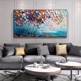 Hand Painted Oil Painting Abstract Colorful Floral Canvas Wall Art Thick Textured Petal Knife Painting Contemporary Home Decor Customized Sofa Artwork (Style: 01, size: 60x120cm)