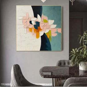 Large Colorful Floral Oil Paintin Original Wall Art Decor for Interior Desig Colorful 3D Textured Wall Art –for Modern Interior Decoration (Style: 01, size: 50x50cm)