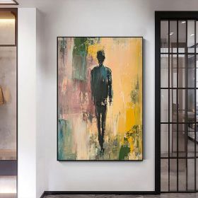 Hand-draw Abstract People Textured Canvas Oil Painting Large Original Character Painting Modern Living Room Wall Art Custom Boho Home Decor (Style: 01, size: 80x120cm)