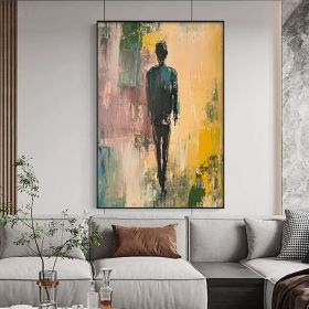 Hand-draw Abstract People Textured Canvas Oil Painting Large Original Character Painting Modern Living Room Wall Art Custom Boho Home Decor (Style: 01, size: 60x90cm)