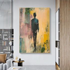 Hand-draw Abstract People Textured Canvas Oil Painting Large Original Character Painting Modern Living Room Wall Art Custom Boho Home Decor (Style: 01, size: 90x130cm)