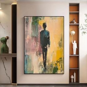 Hand-draw Abstract People Textured Canvas Oil Painting Large Original Character Painting Modern Living Room Wall Art Custom Boho Home Decor (Style: 01, size: 50x70cm)