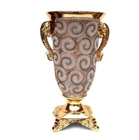 Ambrose Chrome Plated Crystal Embellished Ceramic Vase (Color: as Pic)