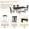 Traditional 6-Piece 78inch Trestle Extendable Dining Table Set with One 18inch Removable Leaf, Padded Dining Chairs and Bench